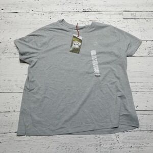 AKHG Duluth Trading Shirt Womens 1X Gray Tun-Dry Short Sleeve Recycled Polyester